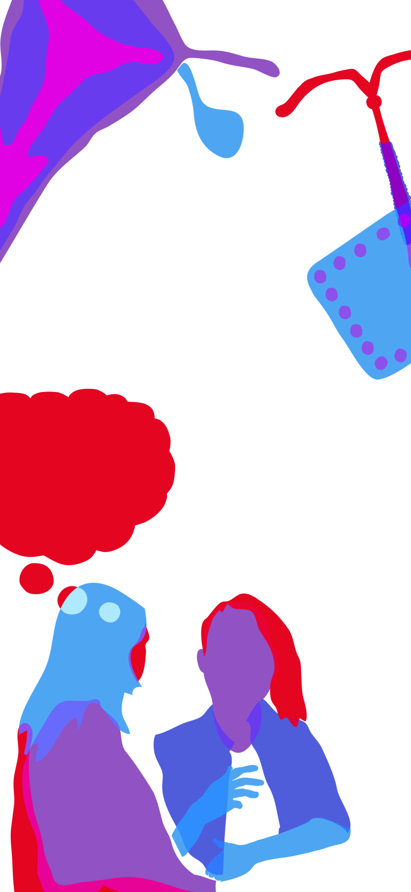 Hero Image: Illustration of two women talking, above them a uterus and contraception utensils.